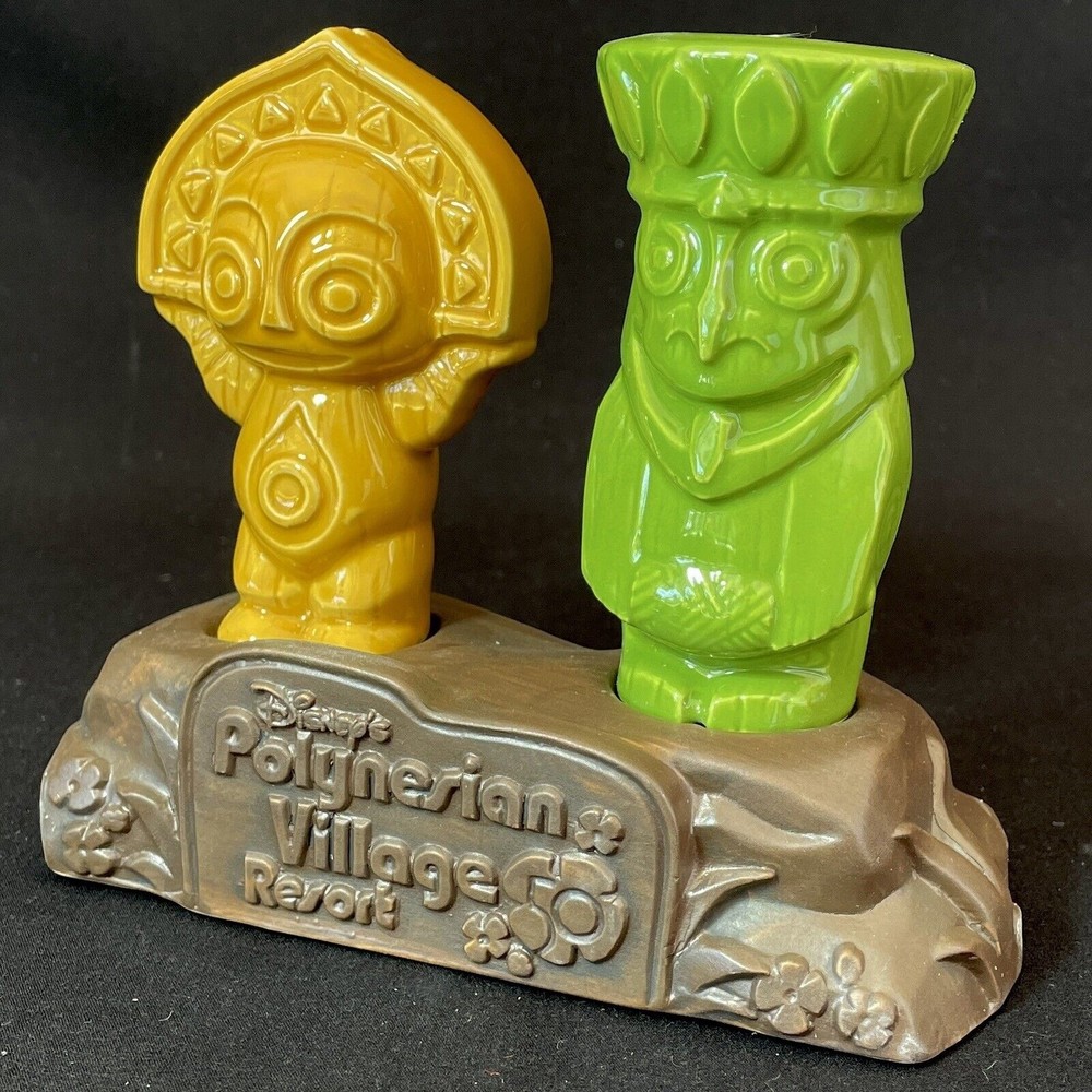 Walt Disney World Polynesian Resort 50th Tiki Salt Pepper Set Trader Sams